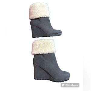 Grey suede wedges